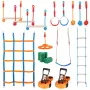 Ninja Warrior Obstacle Course for Kids, 2 x 56 ft Weatherproof Slacklines, 500lbs Weight Capacity Monkey Line, Outdoor Playset E