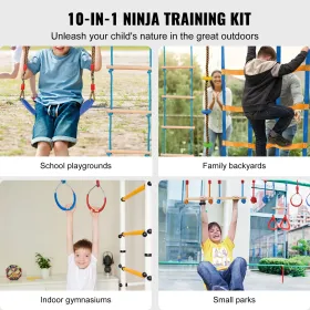 2x60 ft Ninja Warrior Obstacle Course Kids Udendørs Slackline
