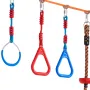 Ninja Warrior Obstacle Course for Kids, 2 x 60 ft Weatherproof Slacklines, 500lbs Weight Capacity Monkey Line, Outdoor Playset E