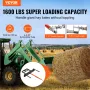 39" Hay Spear, Bale Spears 1600lbs Loading Capacity, Skid Steer Loader Tractor Bucket Attachment with 2pcs 17.5" Stabilizer Spea