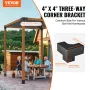 Pergola Bracket Kit 10.2 cm x 10.2 cm, Inner Size 9.1 cm x 9.1 cm 4pcs 3-Way Heavy Duty Corner Bracket Woodworks DIY Post Base K