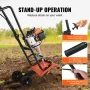 Tiller Cultivator Gas Powered, 38CC 4-Stroke Garden Cultivator, Tiller with 4 Steel Adjustable Front Tines for Lawn, Garden and 