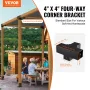 Pergola Bracket Kit 10.2 cm x 10.2 cm, Inner Size 9.1 cm x 9.1 cm 2pcs 4-Way Heavy Duty Corner Bracket Woodworks DIY Post Base K