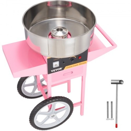 Commercial Cotton Candy Machine med Cart Sugar Floss Maker 1000W Party