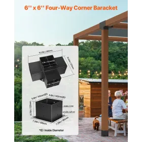 Pergola Bracket Kit 6''x6 '', Inner størrelse 5,6 "X5,6 4stk