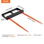 49" Hay Spear, Bale Spears 3000lbs Loading Capacity, Skid Steer Loader Tractor Bucket Attachment with 2pcs 17.5" Stabilizer Spea