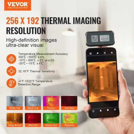 Thermal Imaging Camera for Android, 256 x 192 IR Resolution Infrared Thermal Imager with Visual Camera, 25Hz Refresh Rate Therma