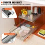 2 Tier 16"W x 21"D Pull Out Cabinet Organizer, Heavy Duty Slide Out Pantry Shelves, Chrome-Plated Steel Roll Out Drawers,