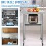 Stainless Steel Prep Table, 61 x 61 x 91 cm, 272 kg Load Capacity Heavy Duty Metal Worktable with Adjustable Undershelf & Univer