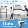 Stainless Steel Prep Table, 61 x 61 x 91 cm, 272 kg Load Capacity Heavy Duty Metal Worktable with Adjustable Undershelf & Univer