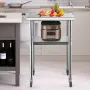 Stainless Steel Prep Table, 61 x 61 x 91 cm, 272 kg Load Capacity Heavy Duty Metal Worktable with Adjustable Undershelf & Univer