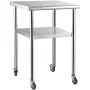 Rustfrit stålforberedelsestabel, 24 x 24 x 36 tommer, 600 kg