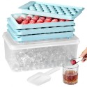 Ice Cube Tray Silicone Round Ice Ball Maker with Lid Easy Release 2 Pack