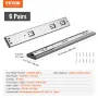 6 Pairs of 406.4mm Drawer Slides Side Mount Rails, Heavy Duty Full Extension Steel Track, Soft-Close Noiseless Guide Glides Cabi