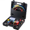 4 Way AC Gauge - AC Manifold Gauge Set til R134A R22 R12 R410A kølemiddel, freonmålere med 5ft slanger, koblinger, kan tappe