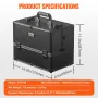 Makeup Train Case 370mm Stor bærbar kosmetisk sag, 6 lagsbakker