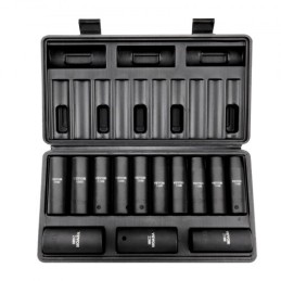 1/2" Drive Impact Socket Set, 13 Piece Deep Socket Set Metric 10-24mm, 6 Point CR-V Alloy Steel for Auto Repair, Easy-to-Read