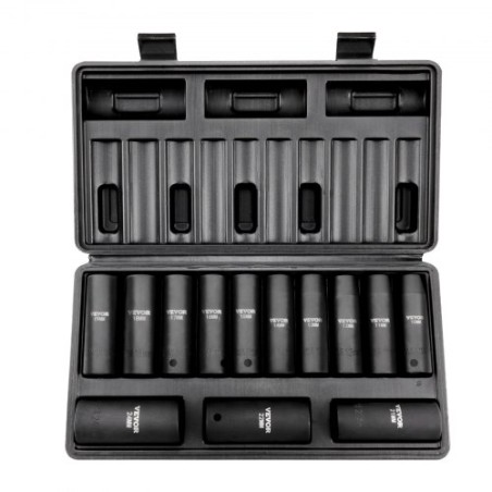 1/2" Drive Impact Socket Set, 13 Piece Deep Socket Set Metric 10-24mm, 6 Point CR-V Alloy Steel for Auto Repair, Easy-to-Read