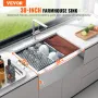 Farmhouse Kitchen Sink, 304 Stainless Steel Drop-In Sinks, Top Mount Single Bowl Basin with Ledge & Accessories, Household Dishw