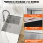 Farmhouse Kitchen Sink, 304 Stainless Steel Drop-In Sinks, Top Mount Single Bowl Basin with Ledge & Accessories, Household Dishw