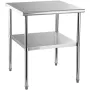 Stainless Steel Prep Table, 30 x 30 x 36 Inch, 800lbs Load Capacity Heavy Duty Metal Worktable with Adjustable Undershelf & Feet