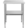 Stainless Steel Prep Table, 30 x 30 x 36 Inch, 800lbs Load Capacity Heavy Duty Metal Worktable with Adjustable Undershelf & Feet