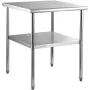 Stainless Steel Prep Table, 30 x 30 x 36 Inch, 800lbs Load Capacity Heavy Duty Metal Worktable with Adjustable Undershelf & Feet