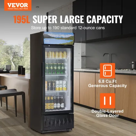 Kommerciel merchandiser køleskabskøler 6,8 cu.ft/ 195L med 3