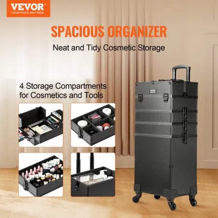 5 I 1 Professionel Makeup Train Case Aluminium Cosmetic Case