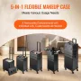 5 in 1 Professional Makeup Train Case Aluminum Cosmetic Case, Rolling Makeup Case Extra Large Trolley Makeup Travel Organizer, w
