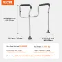 Toilet Safety Rail, Bathroom Toilet Seat Frame, Adjustable Width & Height Fit Most Toilets, Supports 300lbs, Toilet Handles Grab