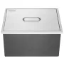Drop in Ice Chest, 22"L x 17"W x 12"H Stainless Steel Ice Cooler, Commercial Ice Bin with Cover, 40 qt Outdoor Kitchen Ice Bar, 