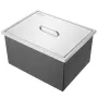 Drop in Ice Chest, 22"L x 17"W x 12"H Stainless Steel Ice Cooler, Commercial Ice Bin with Cover, 40 qt Outdoor Kitchen Ice Bar, 
