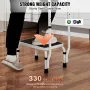 Step Stool 1-Step 150KG Capacity, 3 Adjustable Height with Handle Steel Step Ladder, Portable Toddler Step Stools for Adults, No