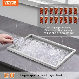 Drop in Ice Chest, 20"L x 14"W x 12"H Stainless Steel Ice Cooler, Commercial Ice Bin with Cover, 40 qt Outdoor Kitchen Ice Bar,