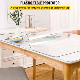 Plastic Table Cover 42 x 78 Inch, 1.5 mm Thick Clear Table Protector, Rectangle Clear Desk Mat, Waterproof & Easy Cleaning for