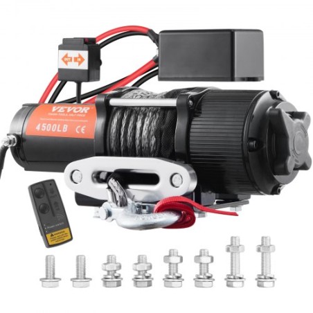 Elektrisk spil, 12V 4500 lb Load Capacity Nylon Rope Winch, IP55 1/4â €  X 39ft ATV UTV Winch med trådløs håndholdt