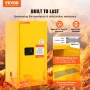Flammable Safety Cabinet, 60 L, Cold-Rolled Steel Flammable Liquid Storage Cabinet, 46 x 46 x 90 cm Explosion Proof with 2 Adjus