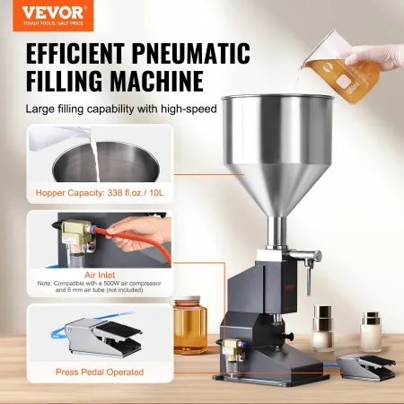 Pneumatic Paste Liquid Filling Machine, 5-50ml Bottle Filler, Bottle Filling Machine, Stainless Steel Liquid Filler with Pedal f