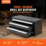 Drill Bit Dispenser Cabinet, Three-Drawer Drill Bit Organizer Cabinet for 1.59 mm to 12.7 mm, Steel Drill Dispenser Organizer Ca