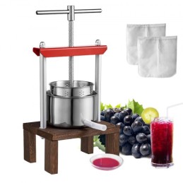 Frugtvin Press, 0,53 gallon/2L, 2 tønder i rustfrit stål, manuel juiceproducent, cider æble druetinktur grøntsager honning