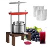 Fruit Wine Press, 0.53 Gallon/2L, 2 Stainless Steel Barrels, Manual Juice Maker, Cider Apple Grape Tincture Vegetables Honey