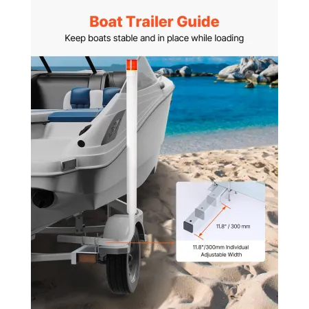 Boat Trailer Guide, 1016mm with LED Light Trailer Guide Poles, 2PCS High-Hardness Steel Trailer Guide-Ons, Trailer Guides with P