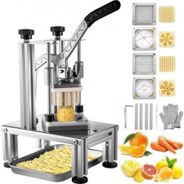Kommerciel fransk yngelskærer med 4 udskiftningsblad, 1/4â € ³ & 3/8â € ³ Blade Easy Dicer Chopper, 6-Wedge Slicer & 6-Wedge