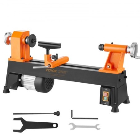 Benchtop Wood Lathe, 10 in x 18 in, 0.5 HP 370W Power Wood Turning Lathe Machine, 5 Variable Speeds 680/1100/1600/2200/3200 RPM