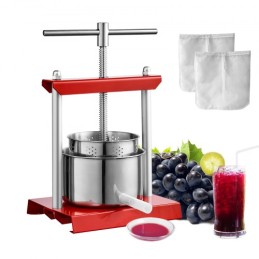 Fruit Wine Press, 0.8 Gallon/3L, 2 Stainless Steel Barrels, Manual Juice Maker, Cider Apple Grape Tincture Vegetables Honey