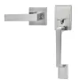 Front Door Handle, Satin Nickel Square Handle Set with Lever Door Handle No Lock, Adjustable Hole Space, Entry Door Handle with 