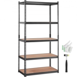 Opbevaringshylderenhed, 5-lags justerbar, 2000 lbs kapacitet, tunge garagehylder Metal Organizer Utility Rack, Black, 36 "