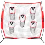 7 x 7 ft Football Trainer Throwing Net, Training Throwing Target Practice Net with 5 Target Pockets, Knotless Net Includes Bow F