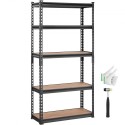 Opbevaringshylderenhed, 5-lags justerbar, 2000 lbs kapacitet, tunge garagehylder Metal Organizer Utility Rack, Black, 30 "